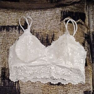 4/$40 New Elegant White Lace Bralette - Size XL